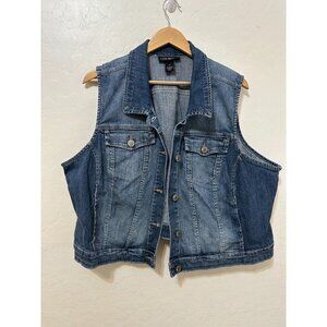 Lane Bryant Womans Cropped Denim Vest Size 26 Western Festival Cowboy Rodeo Boho
